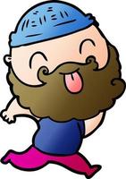 running man with beard sticking out tongue vector