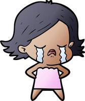 cartoon girl crying vector