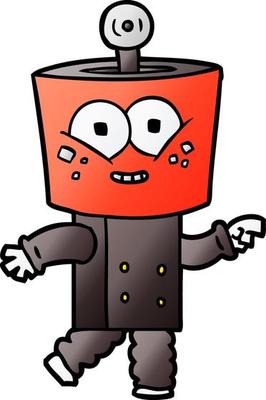 happy cartoon robot pointing