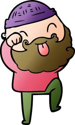 man with beard sticking out tongue
