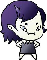 chica vampiro amigable de dibujos animados vector