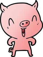 happy cartoon pig vector