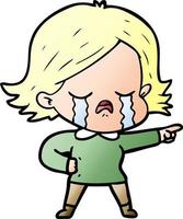 cartoon girl crying vector