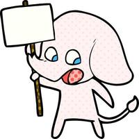 cute cartoon elephant holding placard vector