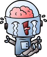 cartoon crying robot vector