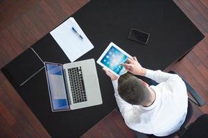 top view of young business man at office photo