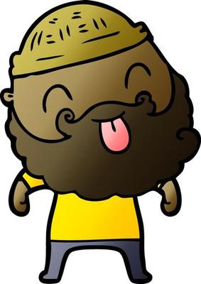 man with beard sticking out tongue