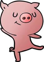 happy cartoon pig vector