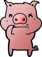 angry cartoon pig vector