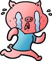 crying pig cartoon vector