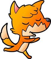 friendly cartoon fox running vector