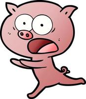 cartoon pig running vector