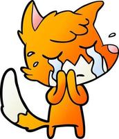 crying fox cartoon vector