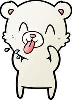 rude cartoon polar bear sticking out tongue vector