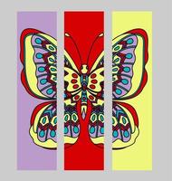 Set of bookmarks with colorful tropical butterfly. vector