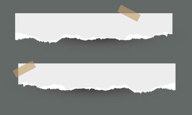Ripped torn paper sheets set with stickers