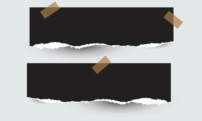Black Torn ripped paper sheets with sticker