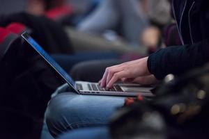 business people hands using laptop computer photo