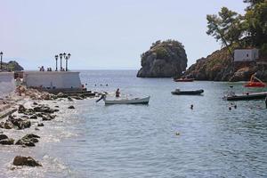 hermosa playa de parga explorando grecia fondo de vacaciones de verano impresión de gran tamaño de alta calidad foto