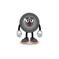 camera lens cartoon illustration with sad face vector