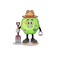 Cartoon mascot of amoeba farmer vector