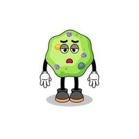 amoeba cartoon with fatigue gesture vector