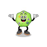 amoeba cartoon searching with happy gesture vector