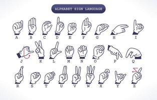 Learn Hand Alphabet Sign Language A-M vector