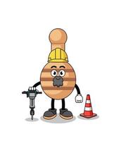 caricatura de personaje de cucharón de miel trabajando en la construcción de carreteras vector