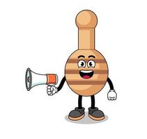 honey dipper cartoon illustration holding megaphone vector