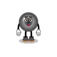 camera lens cartoon with fatigue gesture vector