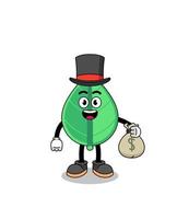 leaf mascot illustration rich man holding a money sack vector