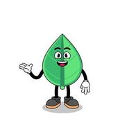 leaf cartoon with welcome pose vector