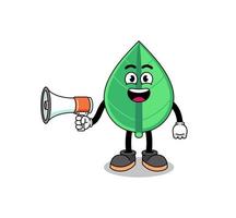 leaf cartoon illustration holding megaphone vector