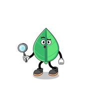 Mascot of leaf searching vector