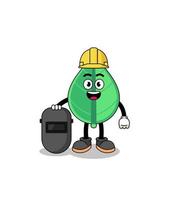 Mascot of leaf as a welder vector