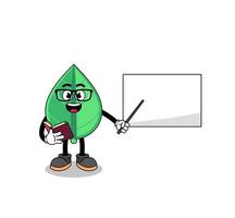 Mascot cartoon of leaf teacher vector