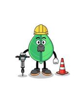 Character cartoon of leaf working on road construction vector