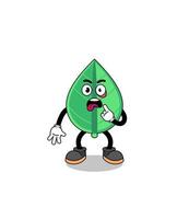 Character Illustration of leaf with tongue sticking out vector