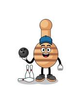 Mascot of honey dipper as a bowling player vector