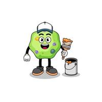 Character mascot of amoeba as a painter vector