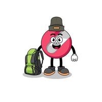 pencil sharpener mascot as a hiker vector