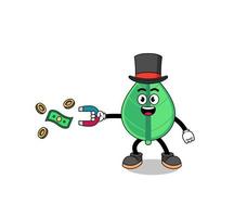 Character Illustration of leaf catching money with a magnet vector