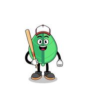 leaf mascot cartoon as a baseball player vector