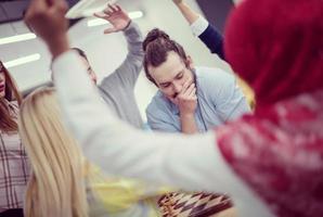 multiethnic group of business people playing chess photo