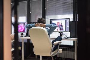 photo editor at his desk