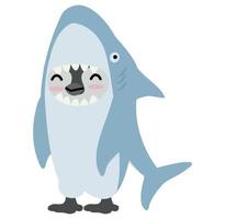 penguin characters in shark costume.ai vector