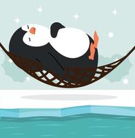 penguin sleep with hammock in North pole Arctic vector