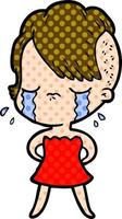 cartoon crying girl vector