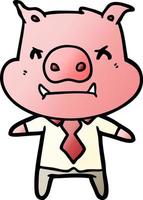 angry cartoon pig boss vector